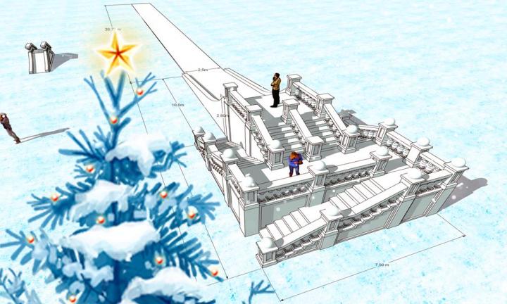 Более 4 тысяч ледяных блоков приморозят, отшлифуют и подрежут для новогодней горки в Омской крепости